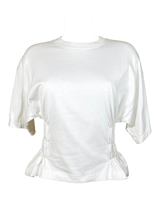 T-shirt à smocks upcyclé Vintage Blanc femme L - Trésor