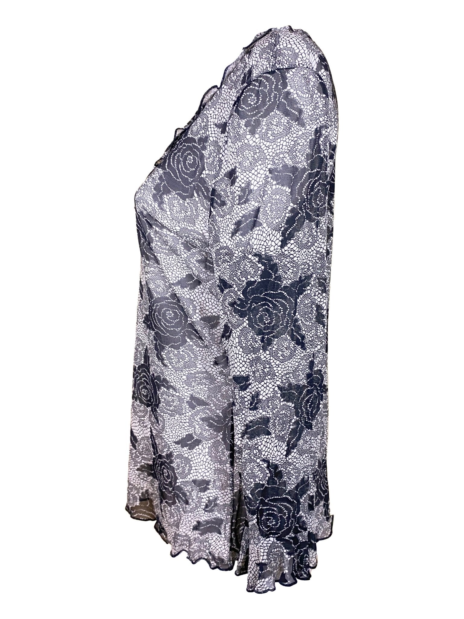 Top à manches longues en mesh Beige/noir Femme L - Trésor - mode circulaire