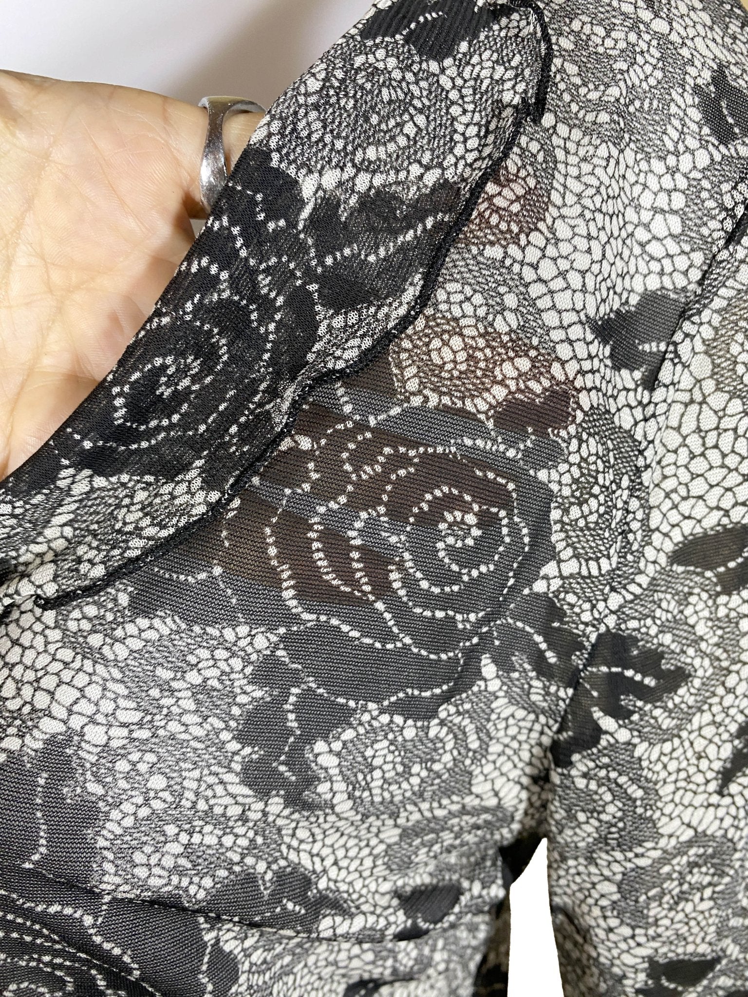 Top à manches longues en mesh Beige/noir Femme L - Trésor - mode circulaire