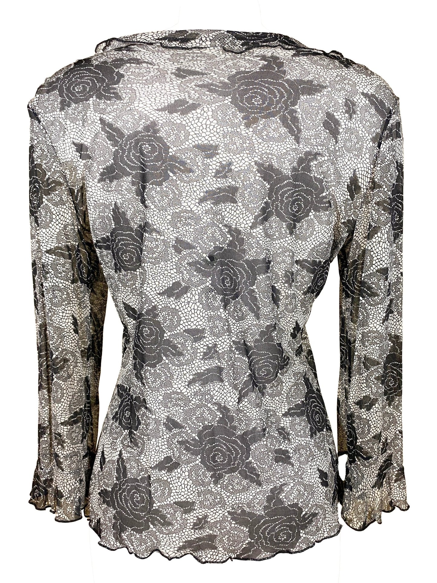 Top à manches longues en mesh Beige/noir Femme L - Trésor - mode circulaire