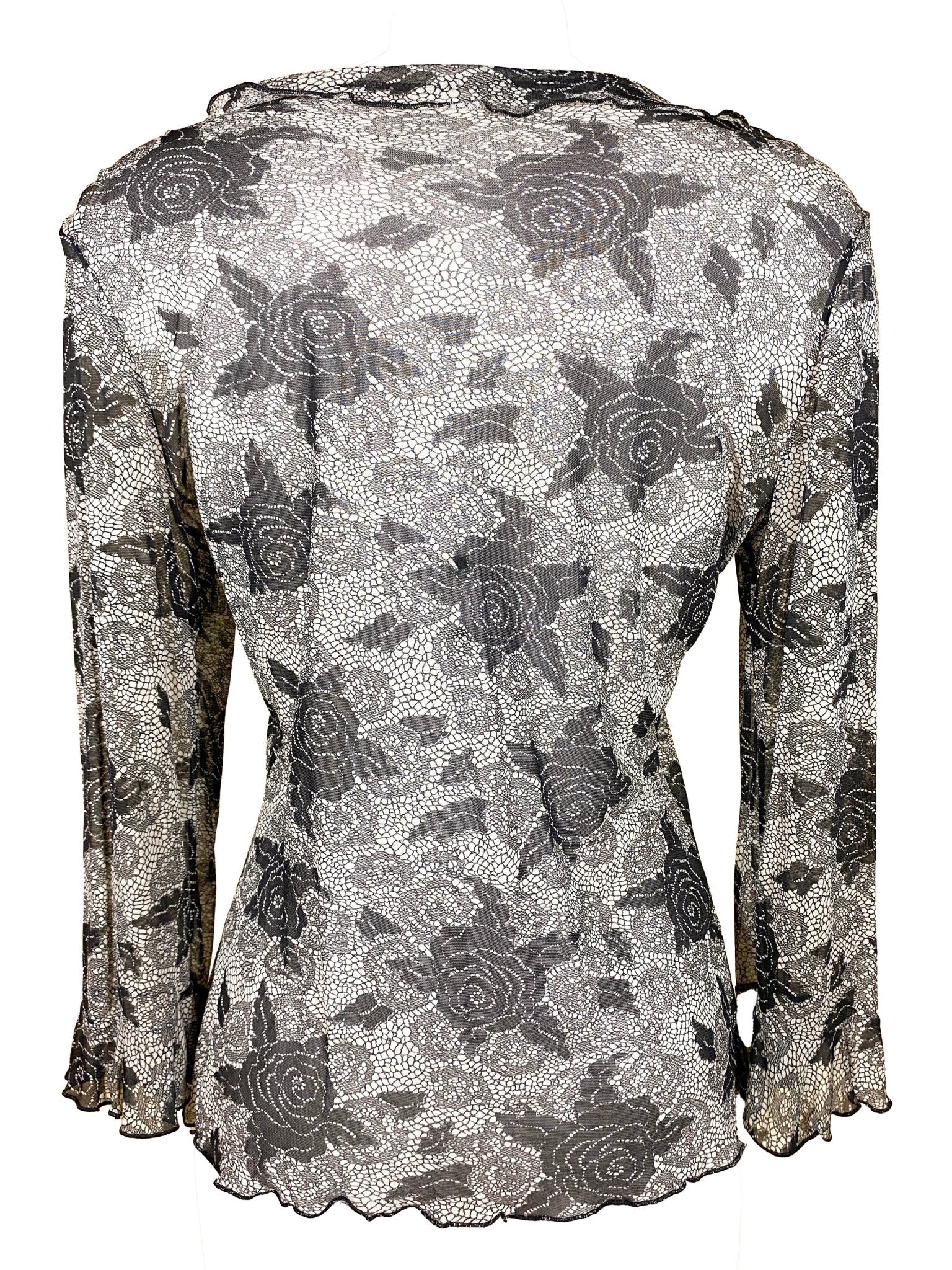 Top à manches longues en mesh Beige/noir Femme L - Trésor - mode circulaire