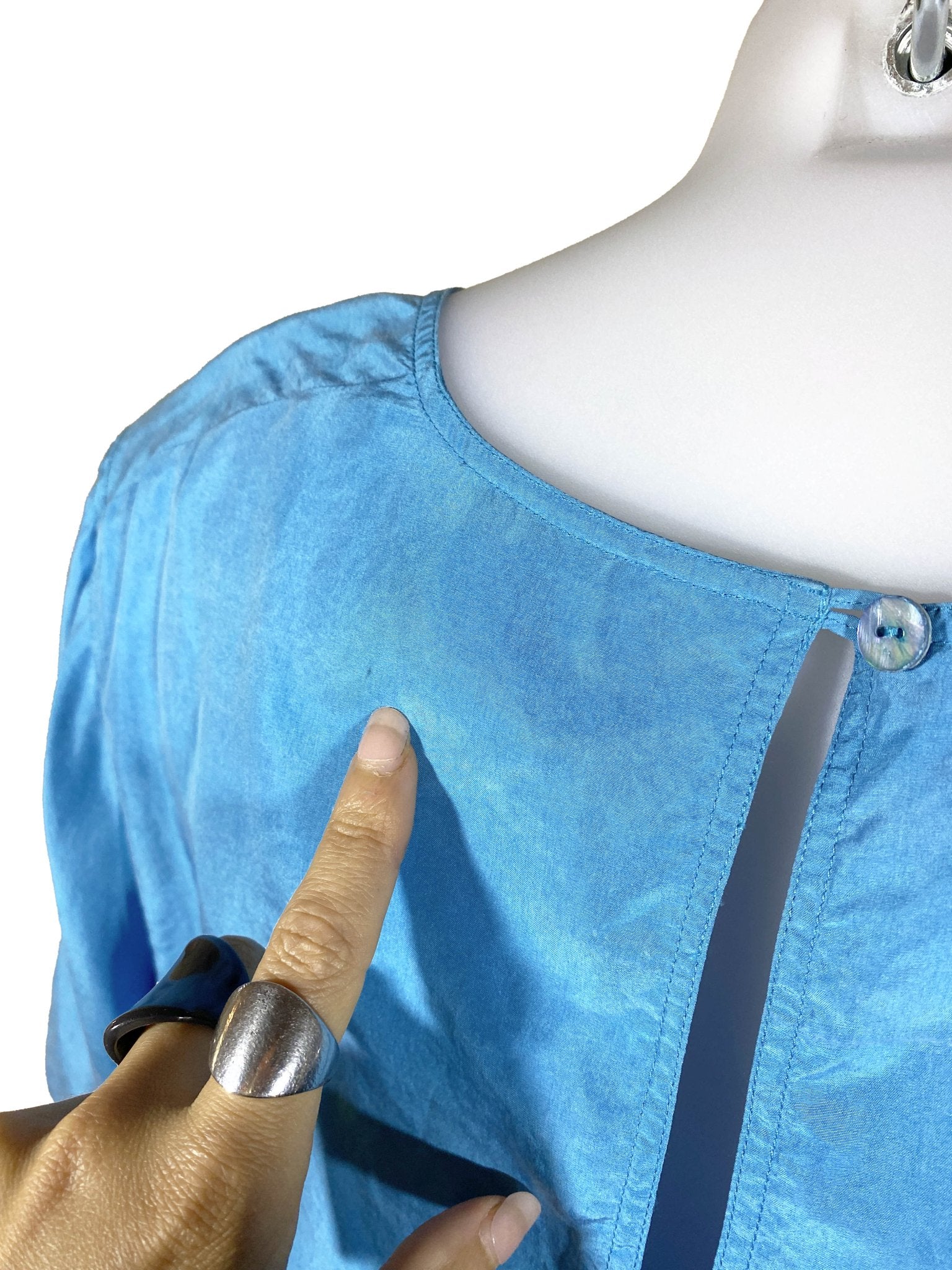 Top à smocks upcyclé Rodier Bleu Femme M - Trésor