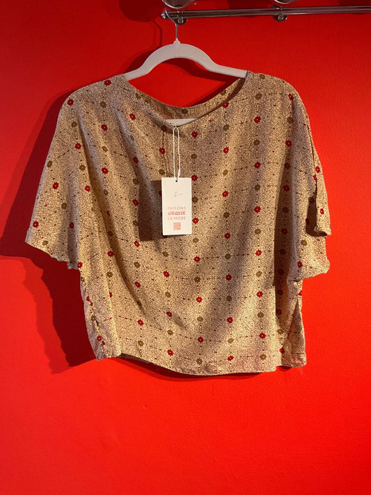 Top fleuri Vintage Beige Femme M - L - Trésor